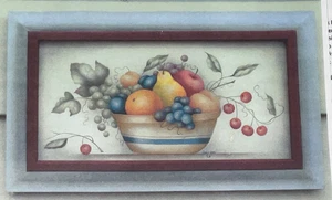 MARY WISEMAN “UN TAZÓN DE FRUTA” PINTURA DECORATIVA PATRÓN BAYAS PERA NARANJA - Imagen 1 de 3