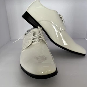 Bruno Marc Zeremonie formelle elegante Schuhe Herren 11 Oxford weiß glänzend Schnürschuhe - Bild 1 von 17