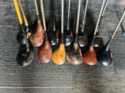 VINTAGE GOLF CLUB LOT OF PERSIMMON WOODS PING BURKE WILSON 12ea GOLF CLUBS - Image 1 of 4