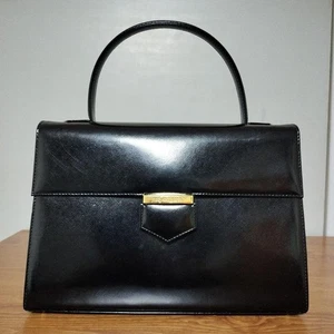 Saint Laurent Hand Bag Tote Purse Logo Leather Black Authentic - Picture 1 of 24