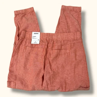 Sonoma Women’s Linen Utility Oak Orange Jogger Pants Tapered 12 Mid Rise NWT - Image 1 of 4