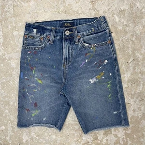 Polo Ralph Lauren Shorts Boy Medium 10-12 Demin Paint Splatter Sullivan Slim - Picture 1 of 14