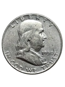 Medio dólar Franklin 1950 D 50c EE. UU. Moneda moneda 90% plata bonito atractivo a la vista - Imagen 1 de 8