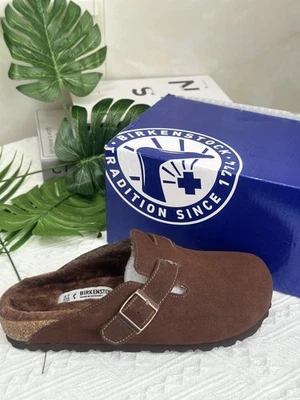 Zuecos Birkenstock Boston piel de oveja gamuza talla 35-45 forrados de vellón moca Foto 1 de 4