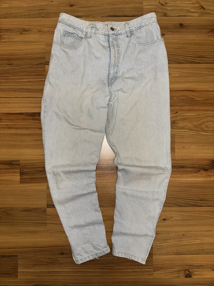 Pantalones de mezclilla Guess Georges Marciano 32 de colección lavado ligero tiro alto cremallera cónica tobillo Foto 1 de 4