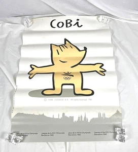 PÓSTER COBI VINTAGE DE LOS JUEGOS OLÍMPICOS DE BARCELONA 1992 APROX 26,5L X 19,5W - Imagen 1 de 7