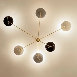 Mid-Century Solid Brass Ceiling Chandelier Handmade Vintage Light Fixture by LD - Picture 1 of 9