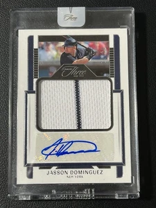 Jasson Dominguez 12/30 AUTO Patch / Jersey NY Yankees 2023 Panini Three and Two - Picture 1 of 4