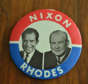 Botón Pinback Político Nixon/Rhodes 3.5" De Colección Años 60 Arizona - Imagen 1 de 4