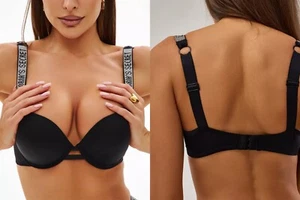Victoria's Secret Shine Strap - BLACK BRA - Classic Satin lingerie - Picture 1 of 21