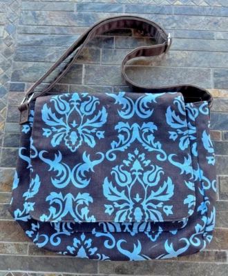 BELVAH BLUE AND BROWN FLORAL LAPTOP COMPUTOR BAG WITH SHOULDER STRAP (47) - Image 1 of 4