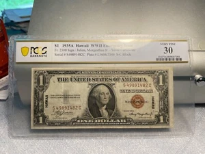 (#101444) 1935 $1 Silver Certif. Hawaii overprint FR 2300. SC Block PCGS VF 30 - Picture 1 of 3