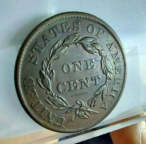 1835 Head of 1836 Small 8 Small Stars Coronet Head Large Cent, Obv XF, Rev AU Cover