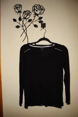 Willi Smith Black Fitted Long Sleeve White Stripe Accent Size Small Foto 1 de 4