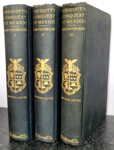 3 VOL SET - 1873 PRESCOTT'S CONQUEST OF MEXICO JOHN FOSTER KIRK - Picture 1 of 13