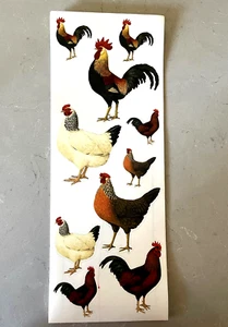 2003 Anna Griffin 5"x 13" Sticker Sheet ~ Assorted Roosters and Hens #AG627 - Picture 1 of 3