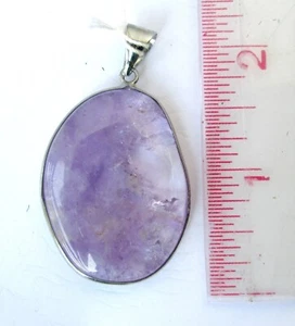 Vintage Sterling Silver & Brazilian Purple Amethyst Pendant  - Imagen 1 de 2