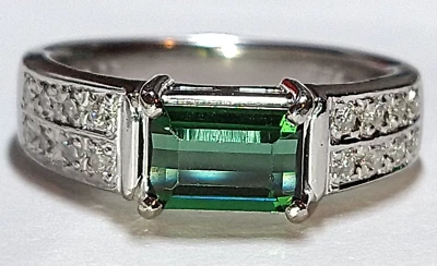 Anillo de diamantes turmalina natural de platino macizo de 1,17 quilates 7,96 gramos pt900 *GIA Foto 1 de 4