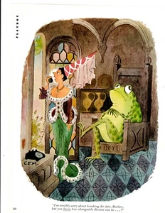 1967 Magazine Print Illustration Cartoon C.E.M Princess Frog Prince Castle Phone - Bild 1 von 1