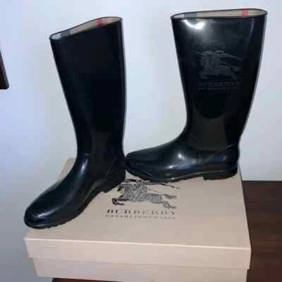 Burberry Black Rainboots Size 10 - Image 1 of 4