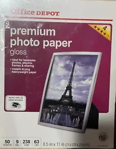 Papel Fotográfico Premium Office Depot Brillo 50 Hojas 8.5" x 11" Nuevo en Paquete - Imagen 1 de 2