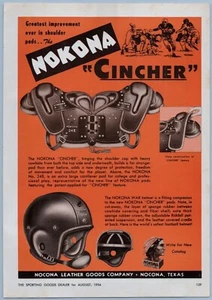 Nokona Football Shoulder Pads Helmet 1954 Print Ad Flyer Nocona,Texas - Picture 1 of 1