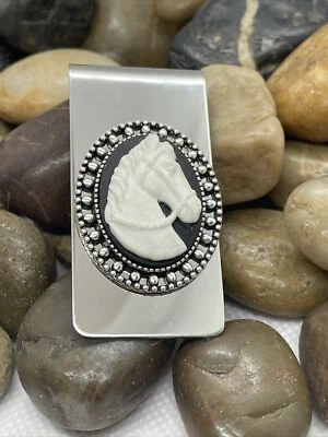 CABALLO NEGRO Western Clip para Dinero Acero Inoxidable ÚNICO Calidad Boda Fiesta Regalo Foto 1 de 4