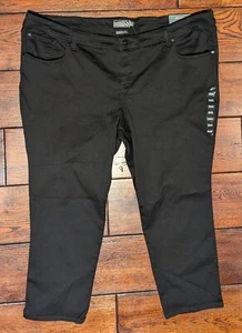 Pantalones de mezclilla para mujer Torrid lujosos ajustados de satén elásticos negros tiro medio - 26S - Nuevos con etiquetas - Imagen 1 de 16