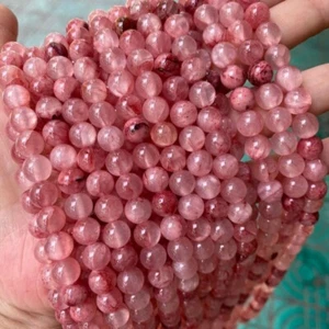 Cuentas sueltas redondas lisas de jade rojo sangre de 4-12 mm para hacer joyas hágalo usted mismo - Imagen 1 de 10