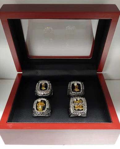 Miami Heat - 4 Ring Set With Wooden Display Box.. Dwyane Wade LeBron James Shaq Cover