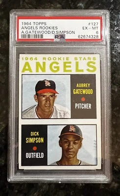 1964 Topps Rookie Stars Angels #127 Aubrey Gatewood Dick Simpson PSA 6 Low Pop - Image 1 of 2