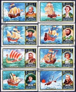 UMM AL QIWAIN /EXPLORERS used COLUMBUS, SHIPS, VIKINGS, POLAR EXPLORERS - Picture 1 of 1