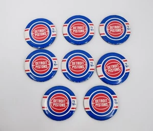 Vintage Detroit Pistons NBA Basketball 3" Button 1989 Trench MFG Lot of 8 - Picture 1 of 4