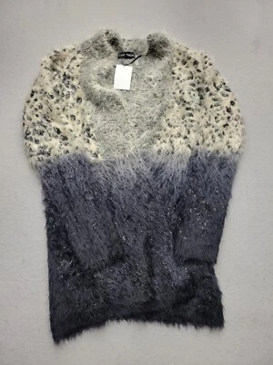 Suéter Love Token Feminino Pequeno Preto/Branco Caridigan Manga Longa Animal - Imagem 1 de 4