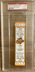 CAL RIPKEN 2130 CONSECUTIVE GAME STREAK TIES LOU GEHRIG FULL TICKET 9/5/1995 PSA - Picture 1 of 5