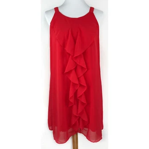 Ya Los Angeles Medium Red Ruffle Sleeveless Shift Dress Women - Picture 1 of 8