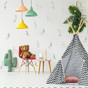 Bohemian style green leaves DIY wall murals - Picture 1 of 4