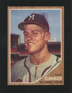 #63 TONY CLONINGER, Braves - 1962 Topps: EX-MT+, pack fresh, good gloss 220612e - Bild 1 von 3