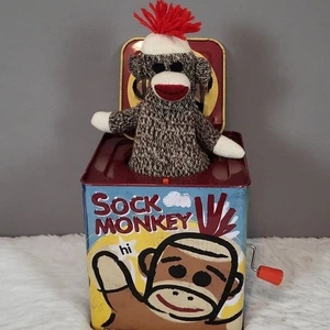 Juguete musical Schylling Sock Monkey Jack-in-the-Box - Imagen 1 de 7
