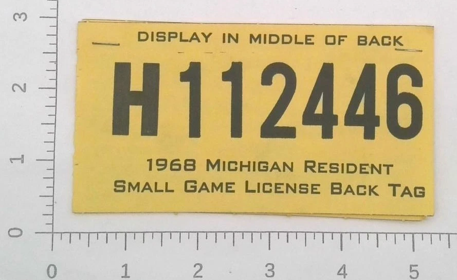 Michigan Resident 1968 juego pequeño caza etiqueta trasera licencia... ¡Envío gratuito! Foto 1 de 1