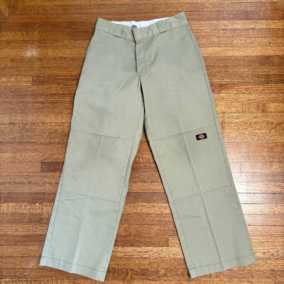 Pantalones de trabajo Dickies holgados caqui doble rodilla algodón mezcla poliéster talla 30x32 Foto 1 de 4
