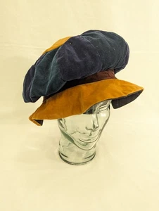 RENAISSANCE MITTELALTER SCHLAPP MUFFIN NARRENHUT KOSTÜM blau grün gold Samt - Bild 1 von 10