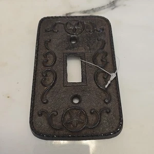 Cast Iron Single Toggle Light Switch Cover WESTERN Texas Star Decorative - Picture 1 of 4