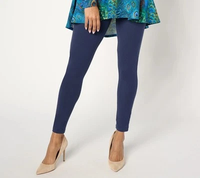 Mujeres con Control Pequeño Tejido Leggings Talla 1XP Cintura Elástica Azul Marino Elástico Foto 1 de 4