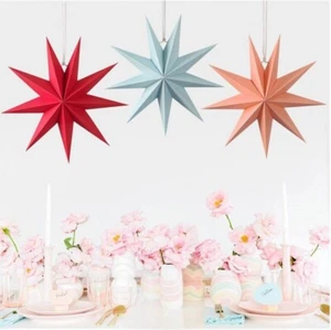 3Pcs 9 Pointed Paper Star Lanterns 12 Inch Hanging star price for 3pcs/set - Picture 1 of 7