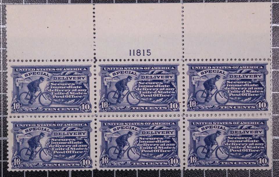 Scott E11 Var 10 Cents Special Delivery PB Top 11815 OG MH Pink Back - Image 1 of 2