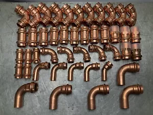 Lot 48 ea Streamline 3/4" and 1/2" Pres Crimp Copper Fittings PF11504 - Picture 1 of 24