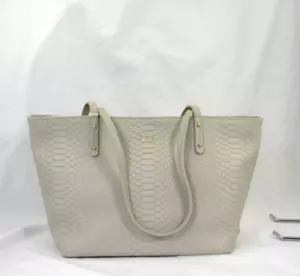 GiGi New York Taylor Tote Tote Top Pitone Pelle Goffrata $350 Nuova con etichette AVORIO - Foto 1 di 10