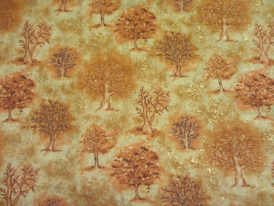 Tela JoAnn's Algodón Naranja y Dorado Otoño ÁRBOLES Árbol ~ PORTE Foto 1 de 4