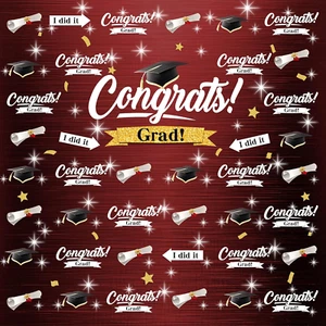 Congrats Grad Backdrop 8 X 8 Ft, 2024 Graduation Party Background Glitter Congra - Picture 1 of 12